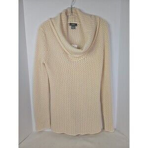Neiman Marcus Cashmere Knit Cowl Neck Cream Sweater Size L NWT